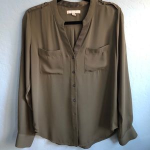 Olive Green Flowy Banana Republic Blouse